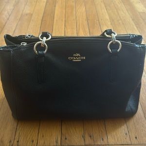 Black leather coach purse